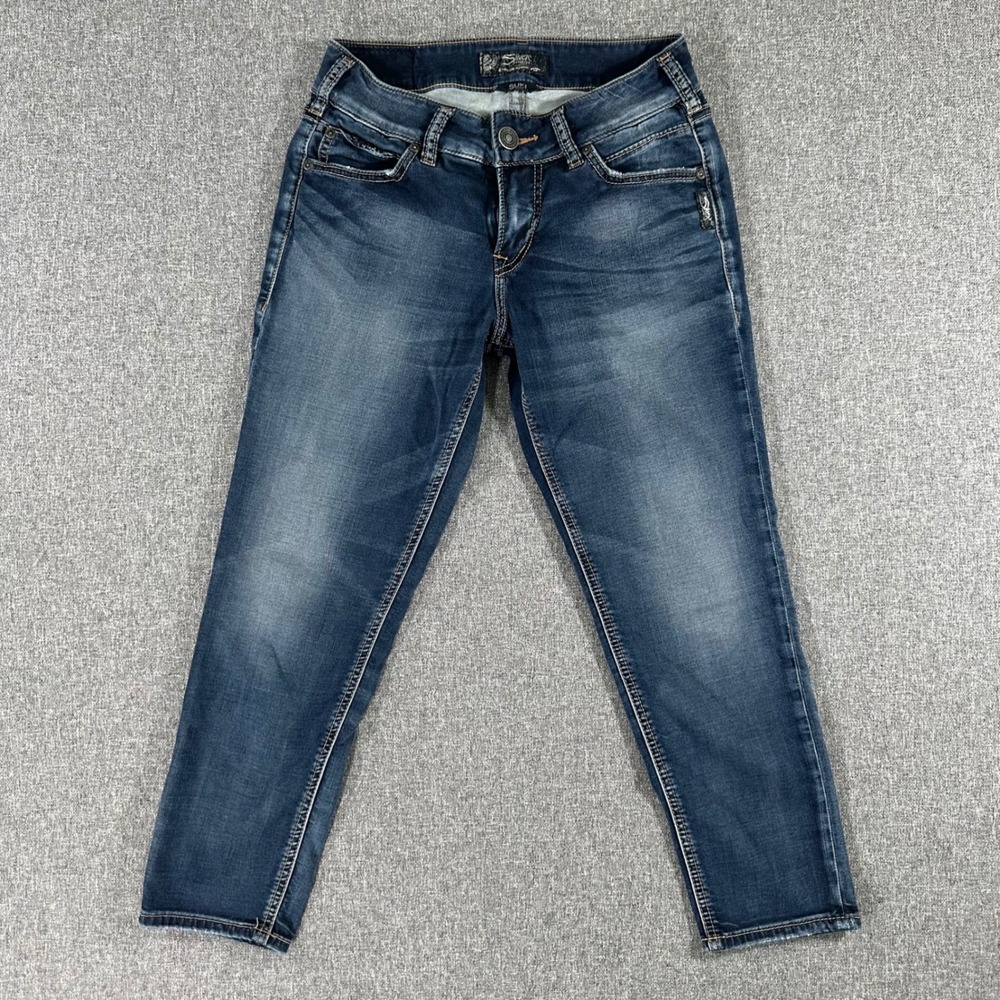 Silver Jeans Co Suki Mid Capri Womens 28 Dark Wash Denim Cropped Pants L43936